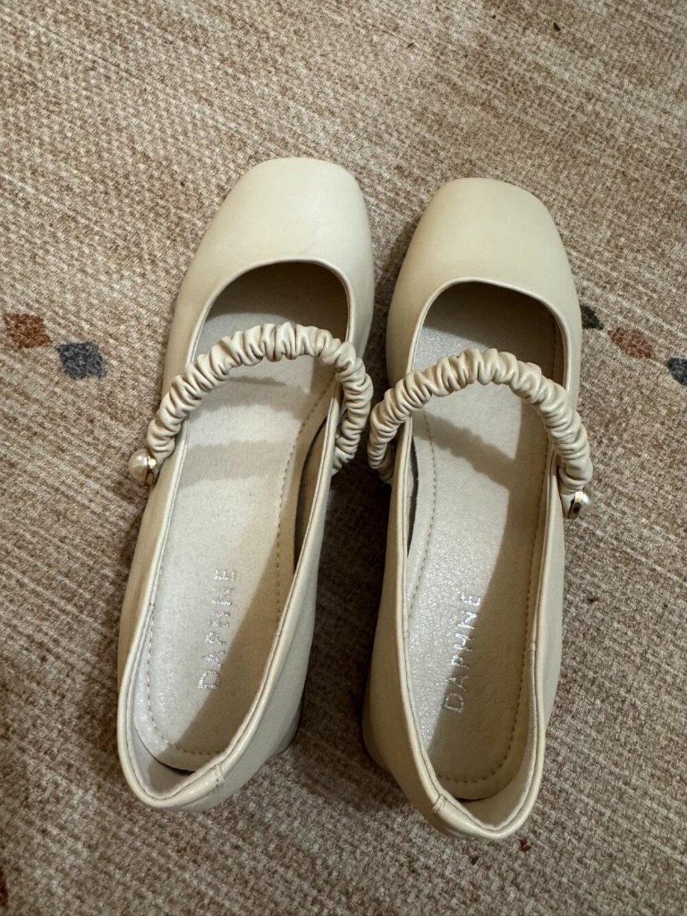 Daphne Cream Pearl Mary Jane Flats